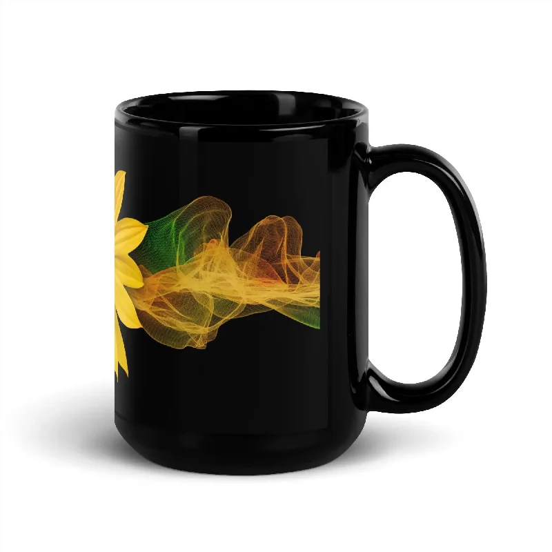 Button-Up Sweatshirts"Sunflower" Collection - Black Glossy Mug