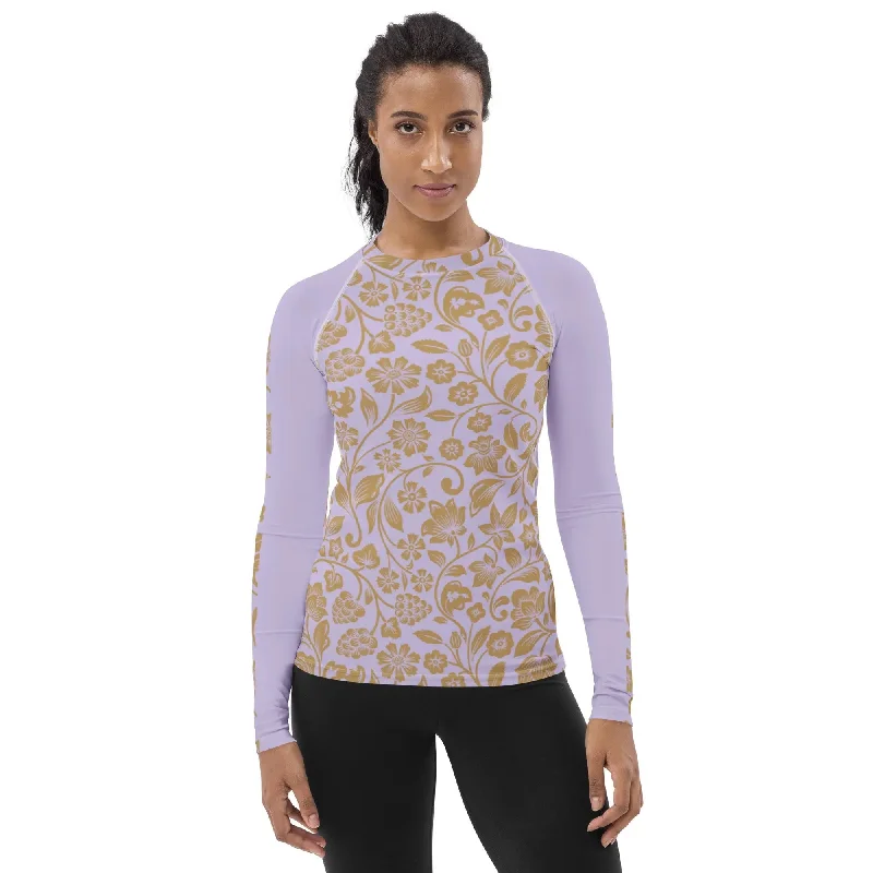 Distressed Hoodies"Floral Lace" Collection - Yoga Long Sleeve Top Women's Rash Guard