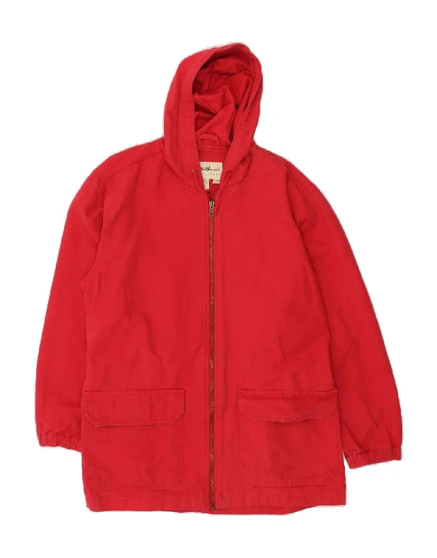 Embroidered SweatshirtsEDDIE BAUER Womens Hooded Windbreaker Jacket UK 10 Small Red Cotton