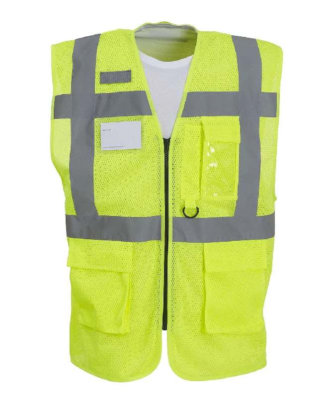 Yellow - Hi-vis top cool open-mesh executive waistcoat (HVW820)Lace-Up Overcoats