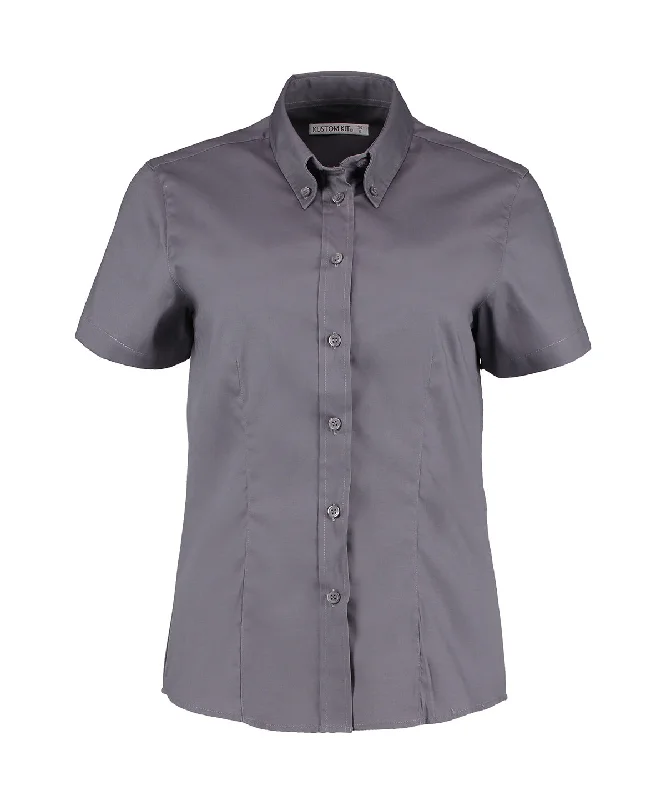 Printed Short Sleeve TopsCharcoal - Women's corporate Oxford blouse short-sleeved (tailored fit)