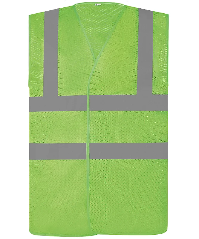 Lime - Top cool open mesh 2-band-and-braces waistcoat (HVW120)Chesterfield Coats