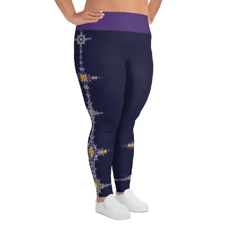 Metallic Hoodies"Purple Pike" Collection - All-Over Print Plus Size Leggings