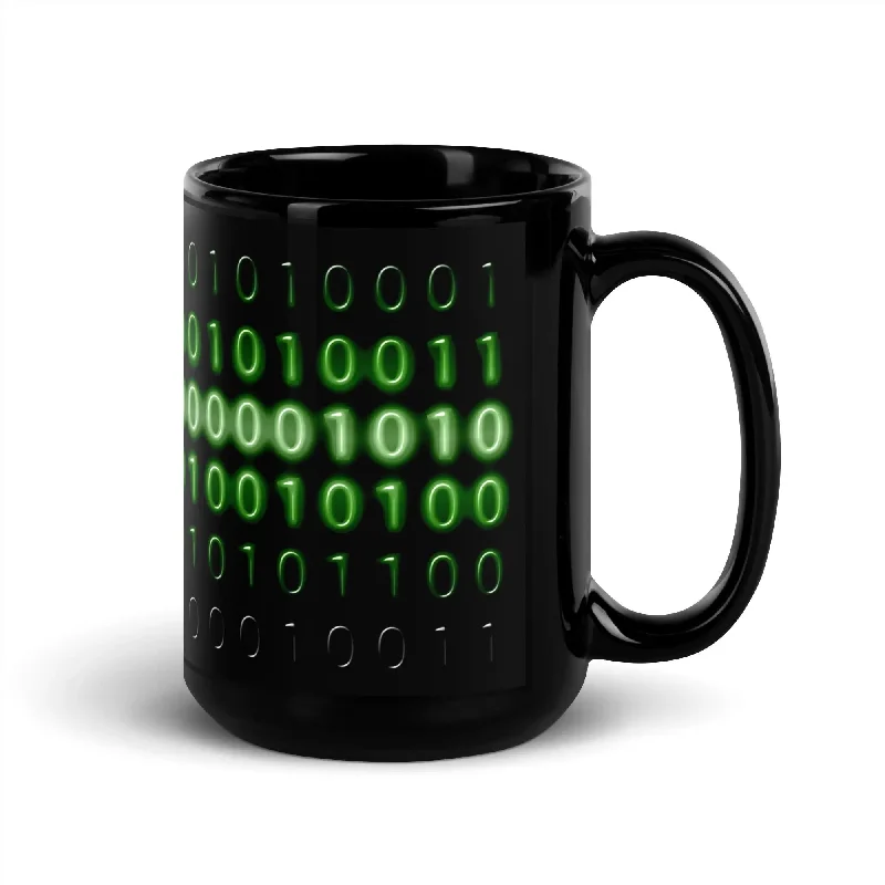 Collaborative Sweatshirts"Binary Code" Collection - Black Glossy Mug