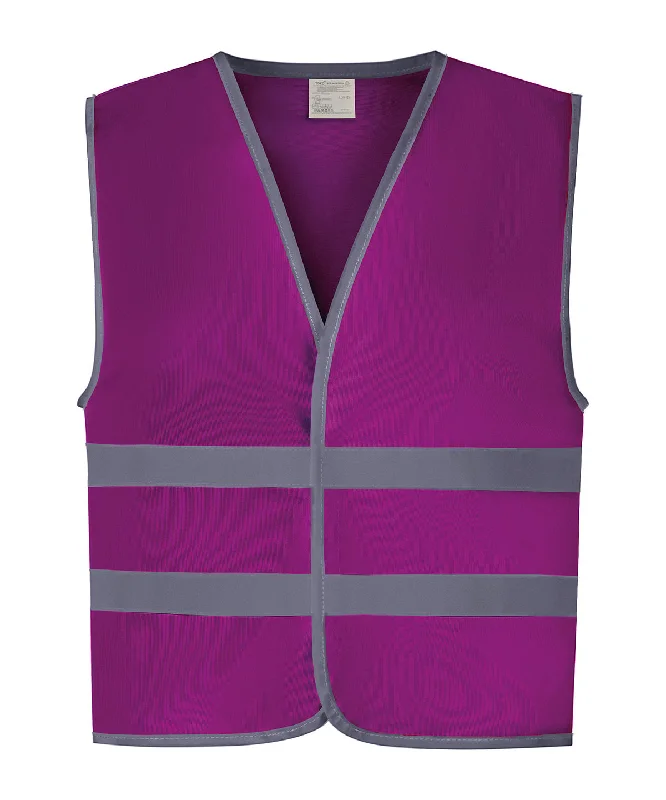 Raspberry - Hi-vis reflective border kids waistcoat (HVW102CH)Limited Edition Overcoats