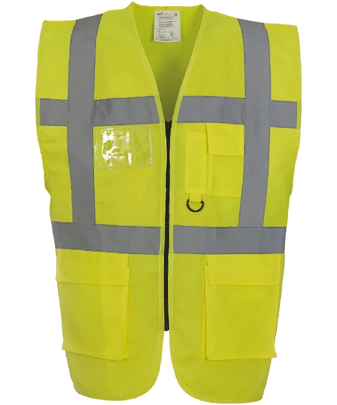 Yellow* - Multifunctional executive hi-vis waistcoat (HVW801)Belted Overcoats