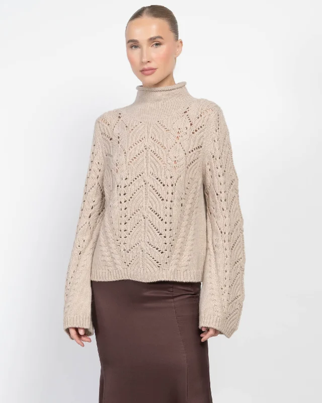 Knit Lace Turtleneck Sweater