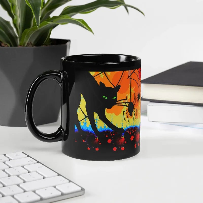 Statement HoodiesThree Black Cats Halloween Glossy Mug