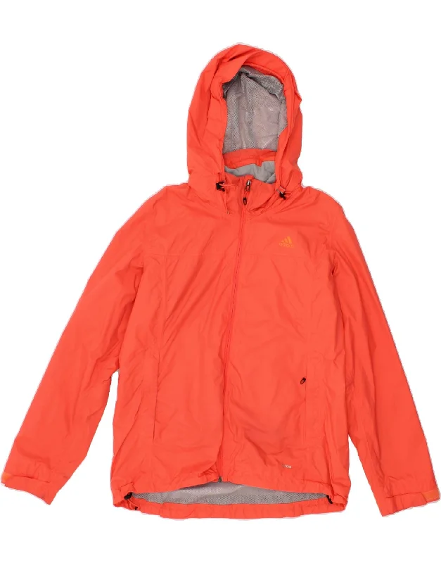 Hiking HoodiesADIDAS Womens Climalite Hooded Rain Jacket UK 18 XL Orange Polyamide