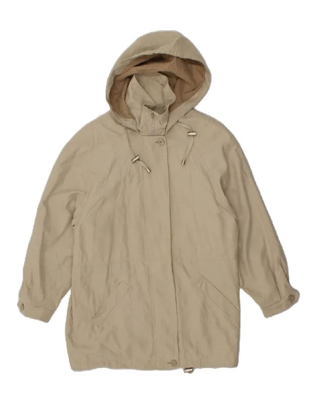 Windbreaker SweatshirtsLONDON FOG Womens Hooded Windbreaker Jacket UK 10 Small Beige Polyamide