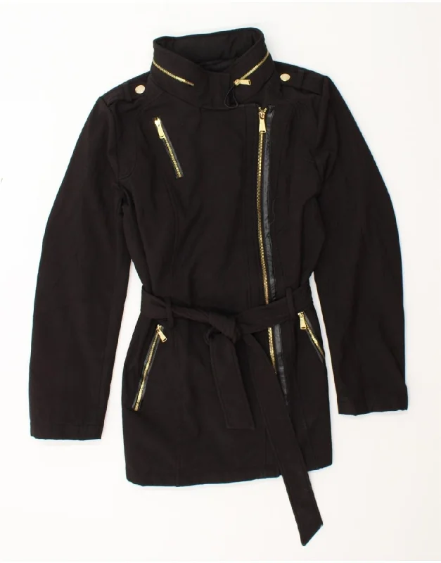 Button-Up SweatshirtsMICHAEL KORS Womens Hooded Windbreaker Jacket UK 14 Medium Black Polyester