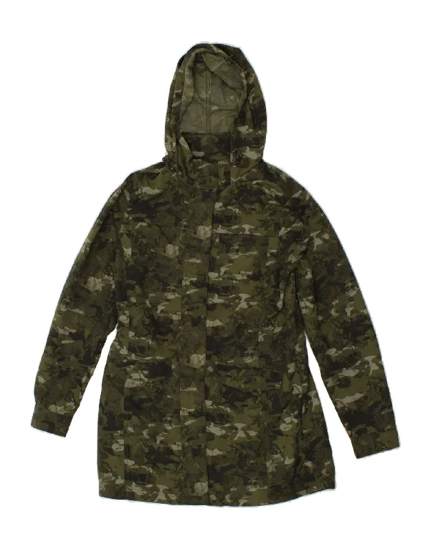 Button-Up SweatshirtsEDDIE BAUER Womens Hooded Military Jacket UK 10 Small Khaki Camouflage