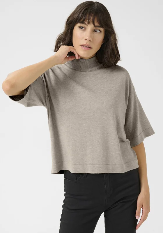 Kaffe Lizza Turtleneck Sweater, Light Taupe