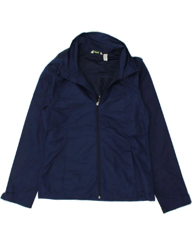 High-Fashion SweatshirtsIZOD Womens Hooded Rain Jacket UK 14 Medium Navy Blue Polyester