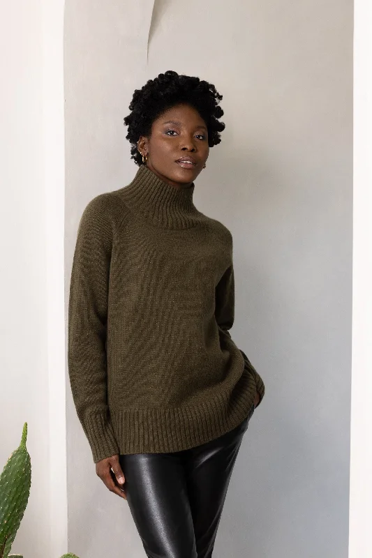 Bea Sparkle Turtleneck Jumper (Olive)