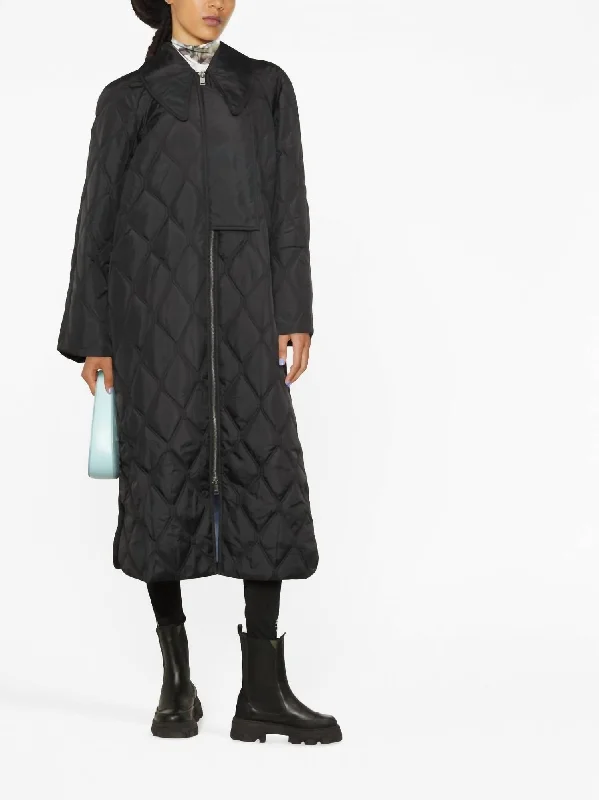 Ripstop Quilt Coat In BlackOutdoor Overcoats