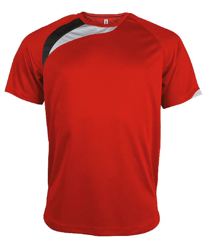 V-Neck Short Sleeve TopsRed/Black/Storm Grey - Adults short-sleeved jersey