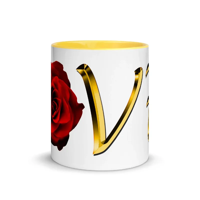 Thermal HoodiesValentine's day gift for Her LOVE Red Rose Mug with Color Inside