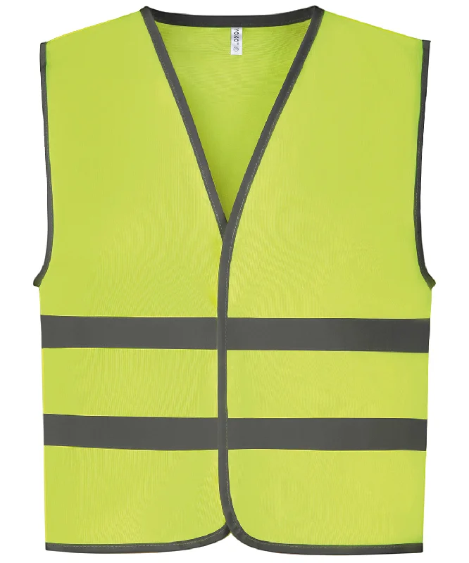 Yellow - Hi-vis reflective border kids waistcoat (HVW102CH)Sports Team Overcoats