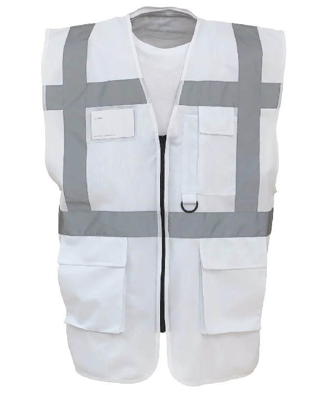 White - Multifunctional executive hi-vis waistcoat (HVW801)Parka Overcoats