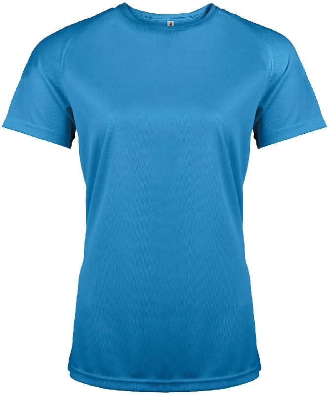 Designer Short Sleeve TopsAqua Blue - Ladies' short-sleeved sports T-shirt