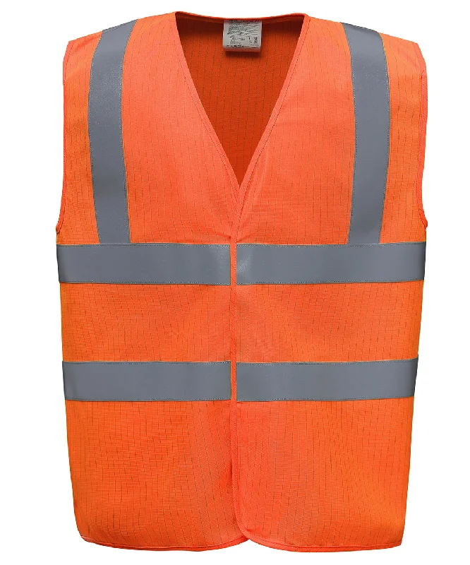 Orange - Hi-vis flame-retardant anti-static waistcoat (HVW100ASFR)Ribbed Cuff Overcoats