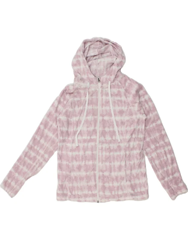 Punk SweatshirtsEDDIE BAUER Womens Hooded Fleece Jacket UK 16 Large Pink Tie Dye Polyester