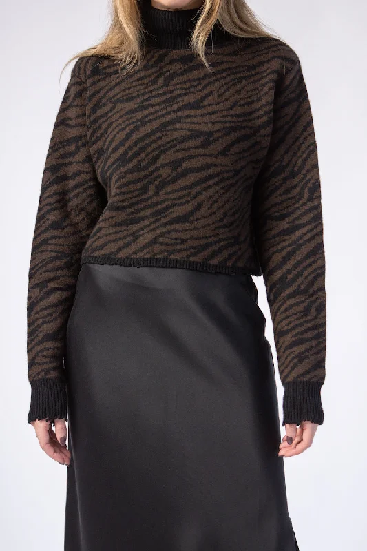 Beau Turtleneck Sweater in Cedar Zebra