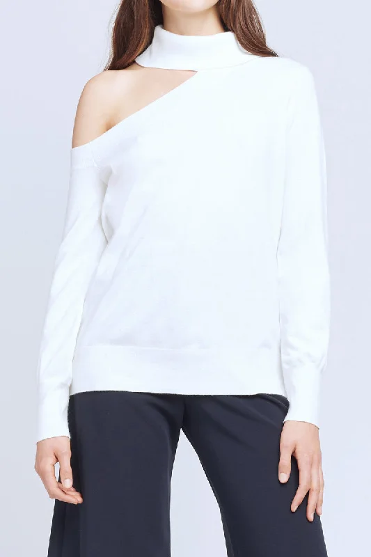 Easton One Shoulder Sweater in Ivory