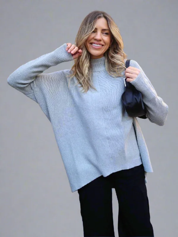 Hope Knitted High Neck Jumper / Grey