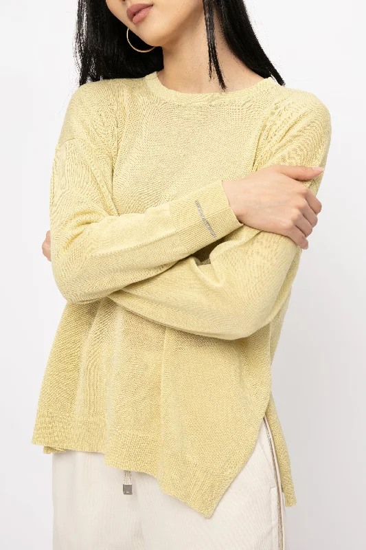 Linen Tricot Sweater in Primrose Green