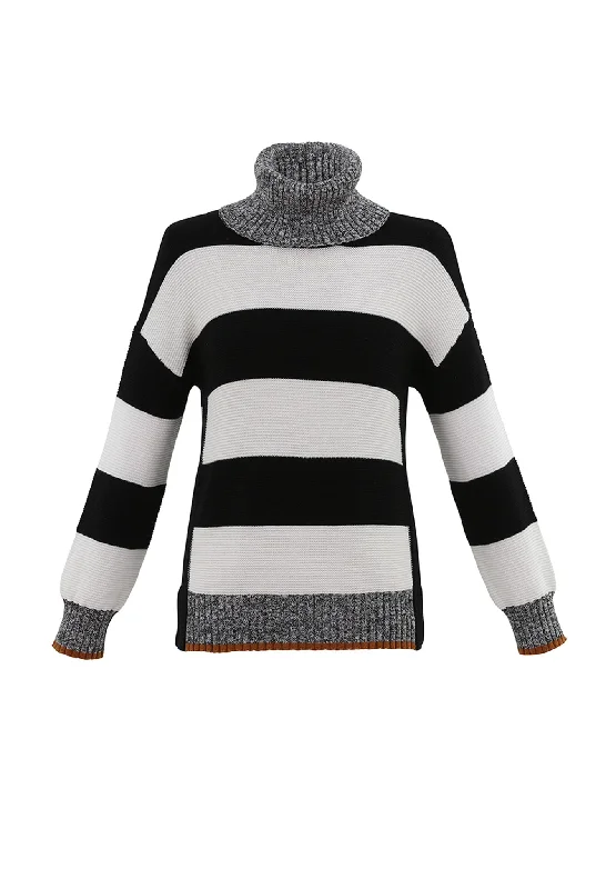 Marble Ladies LARGE STRIPES JUMPER Black & White