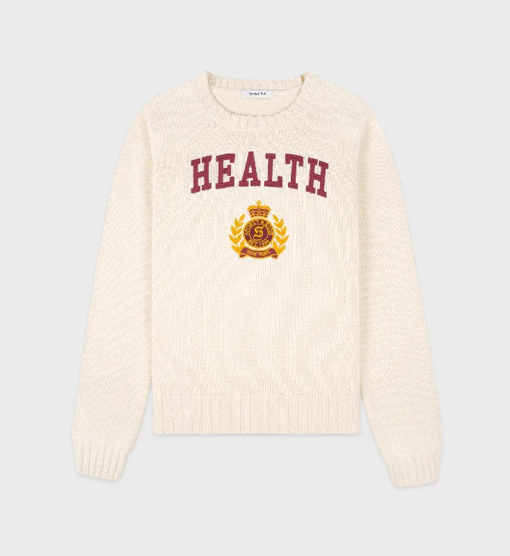 NY Health Crest Knitted Sweater - Cream/Merlot/Gold