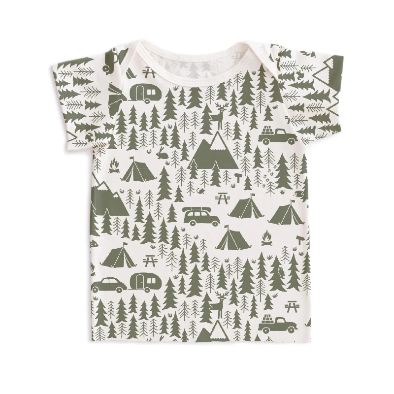 Boat Neck Short Sleeve TopsShort-Sleeve Lap Tee - Campground Forest Green