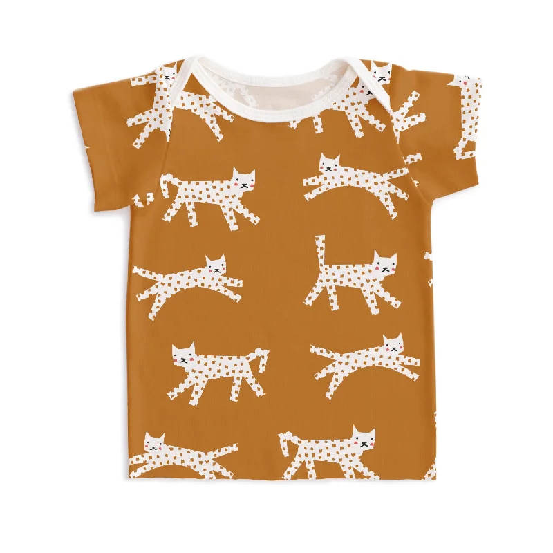 Embroidered Short Sleeve TopsShort-Sleeve Lap Tee - Cats Gold