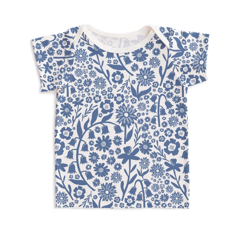 Retro Short Sleeve TopsShort-Sleeve Lap Tee - Dutch Floral Delft Blue