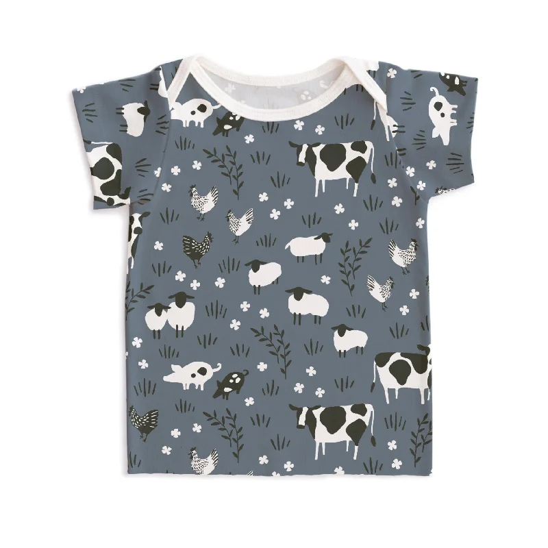 High-Fashion Short Sleeve TopsShort-Sleeve Lap Tee - Farm Animals Slate Blue