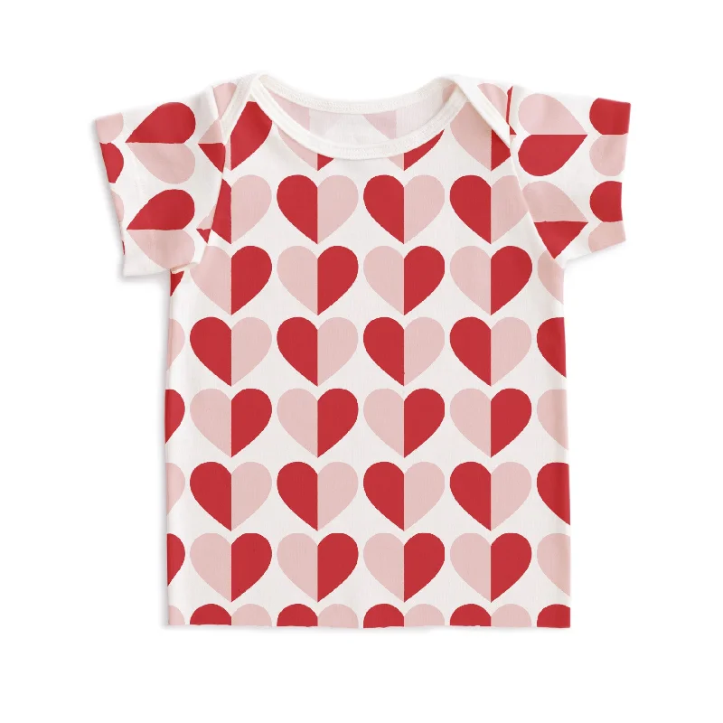 Linen Short Sleeve TopsShort-Sleeve Lap Tee - Hearts Red & Pink