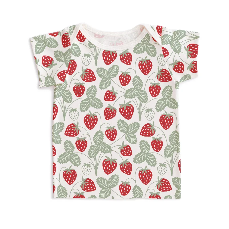 Oversized Short Sleeve TopsShort-Sleeve Lap Tee - Strawberries Red & Green