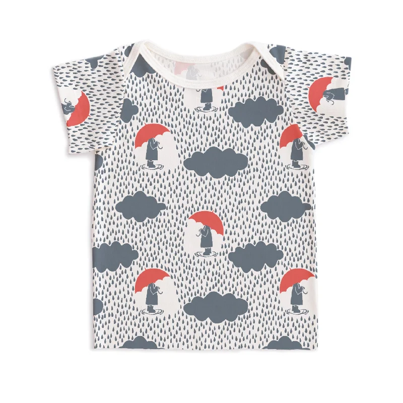 Punk Short Sleeve TopsShort-Sleeve Lap Tee - Summer Rain Slate Blue & Coral