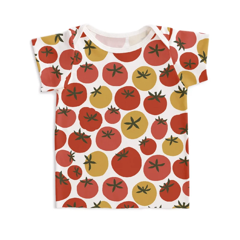 Minimalist Short Sleeve TopsShort-Sleeve Lap Tee - Tomatoes Red & Yellow