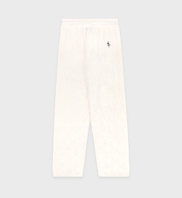 SRC Cableknit Cashmere Trousers - Cream/Navy