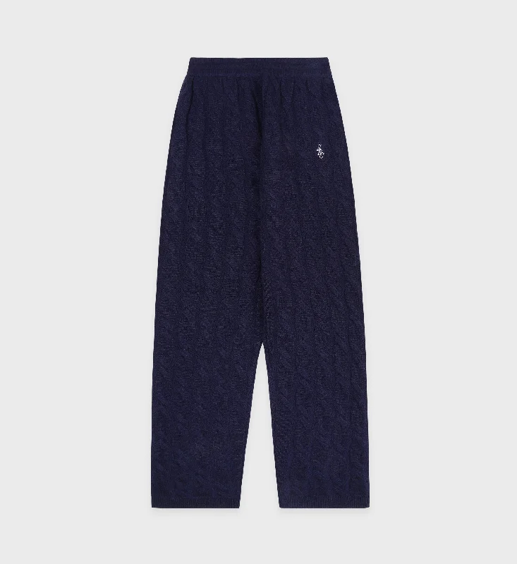 SRC Cableknit Cashmere Trousers - Navy/White