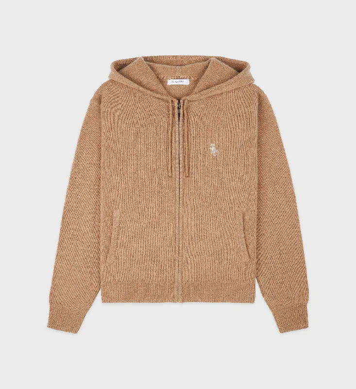 SRC Cashmere Zip Hoodie - Camel/White