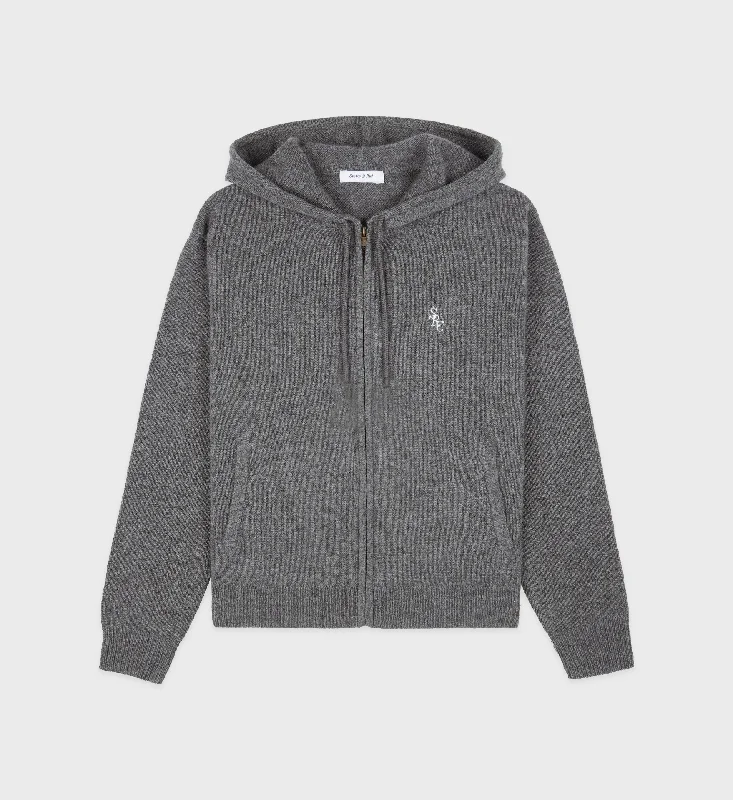 SRC Cashmere Zip Hoodie - Gray/White