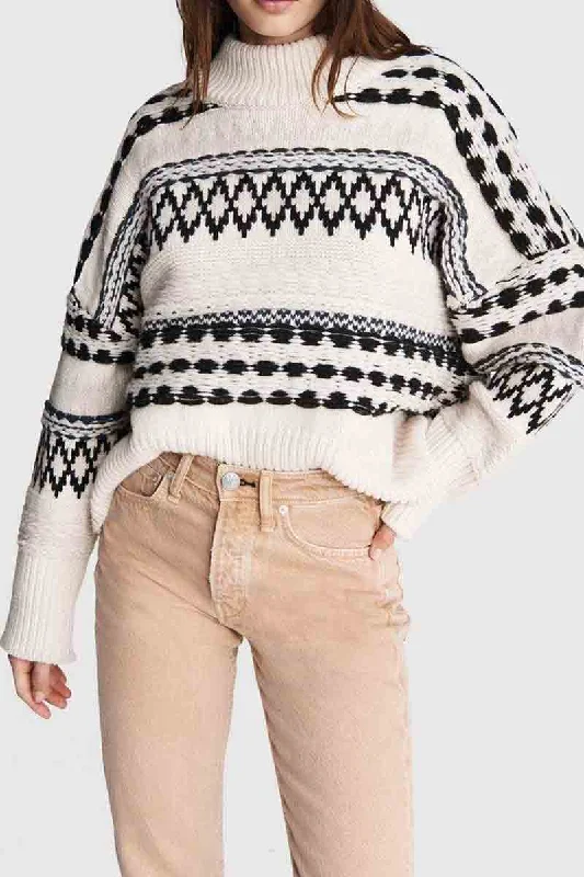 Willow All Over Fairisle Sweater in Ivory and Black