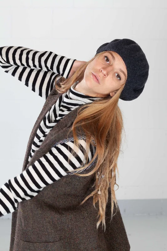 Black Striped High-Neck Shirt