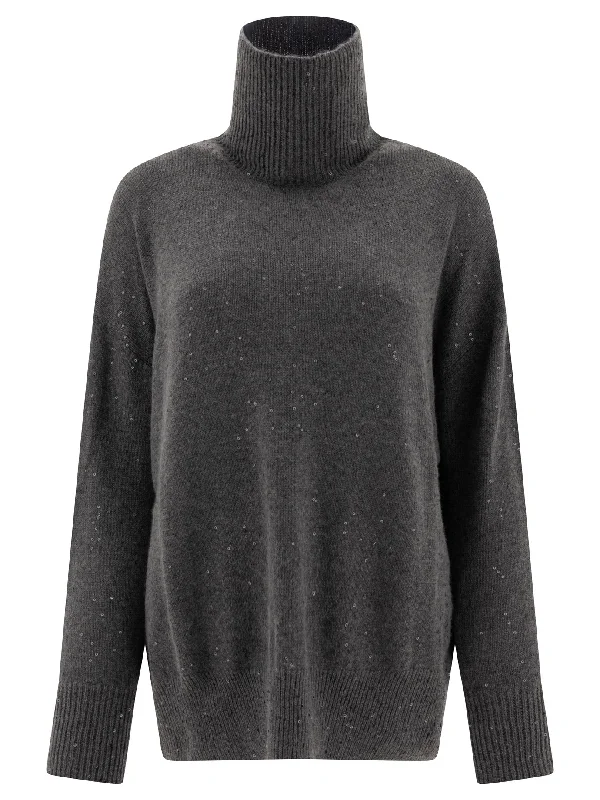 BRUNELLO CUCINELLI Luxurious Cashmere-Silk Turtleneck with Sequins