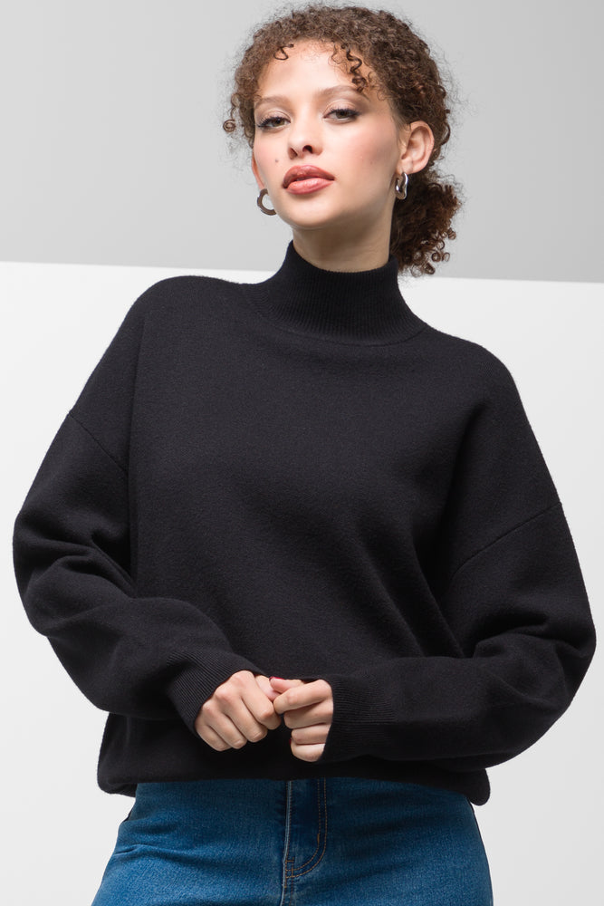 Styled Poloneck Jumper Black