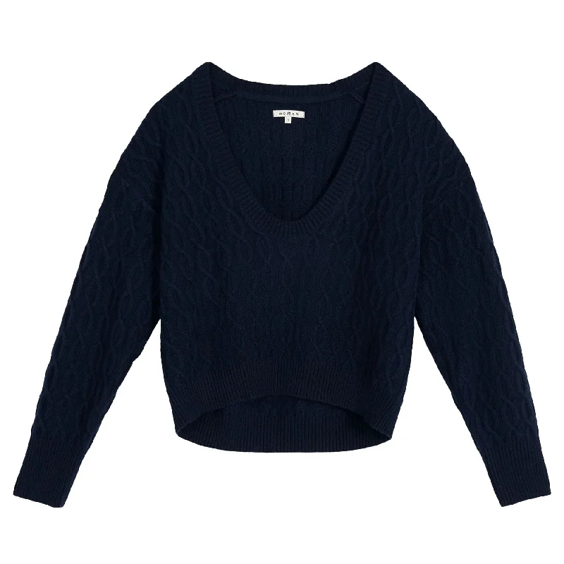 Womens Gabrielle Cableknit Sweater Navy - W24